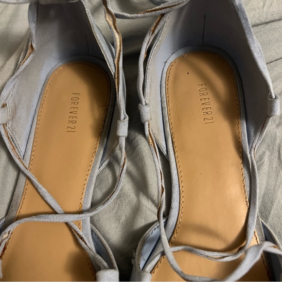 Forever 21 Women’s Pastel Blue Lace Up Pointed Toe Ballet Flats Size 8 - Picture 5 of 5